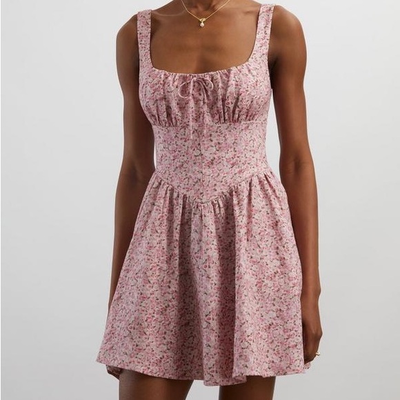 Reformation 4 Daria Rosin Linen Mini Dress in Pink Floral - Picture 2 of 12